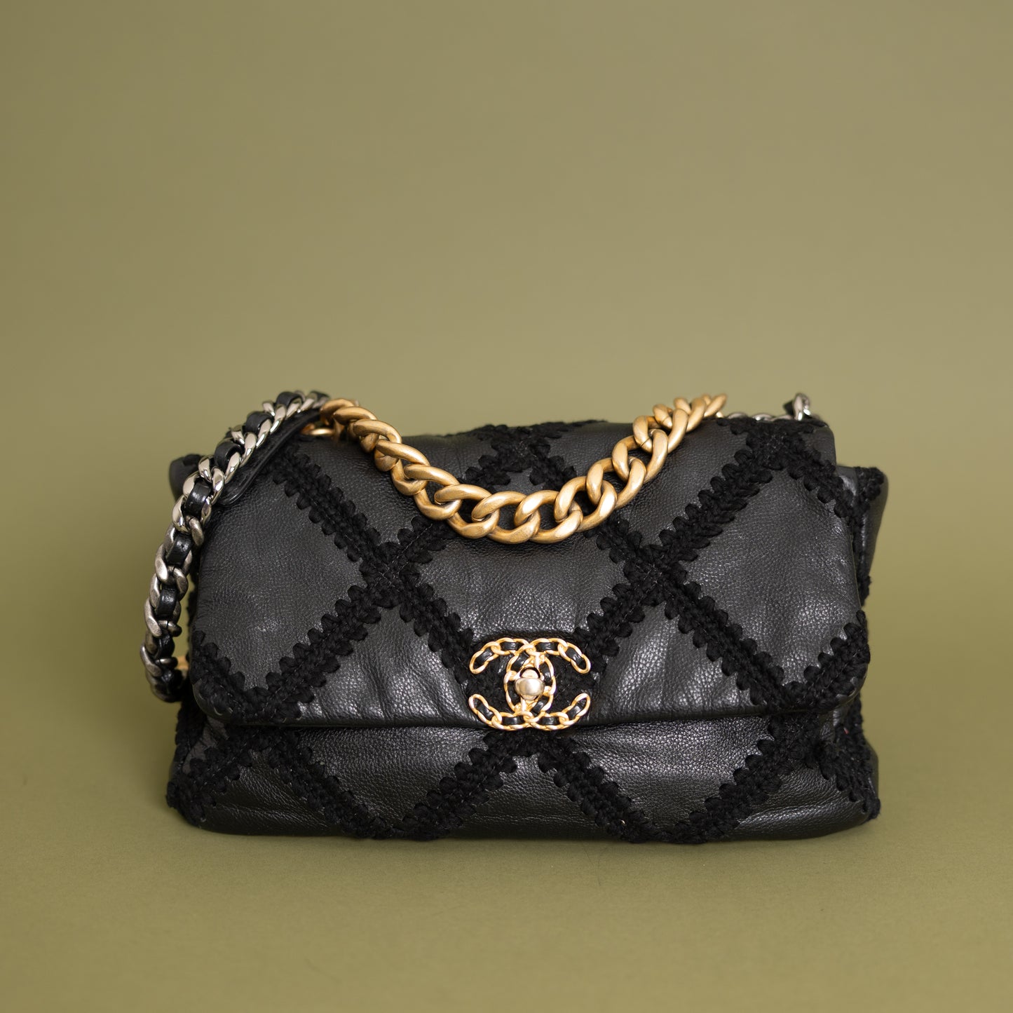 Large 19, Black Goatskin Crochet 9861