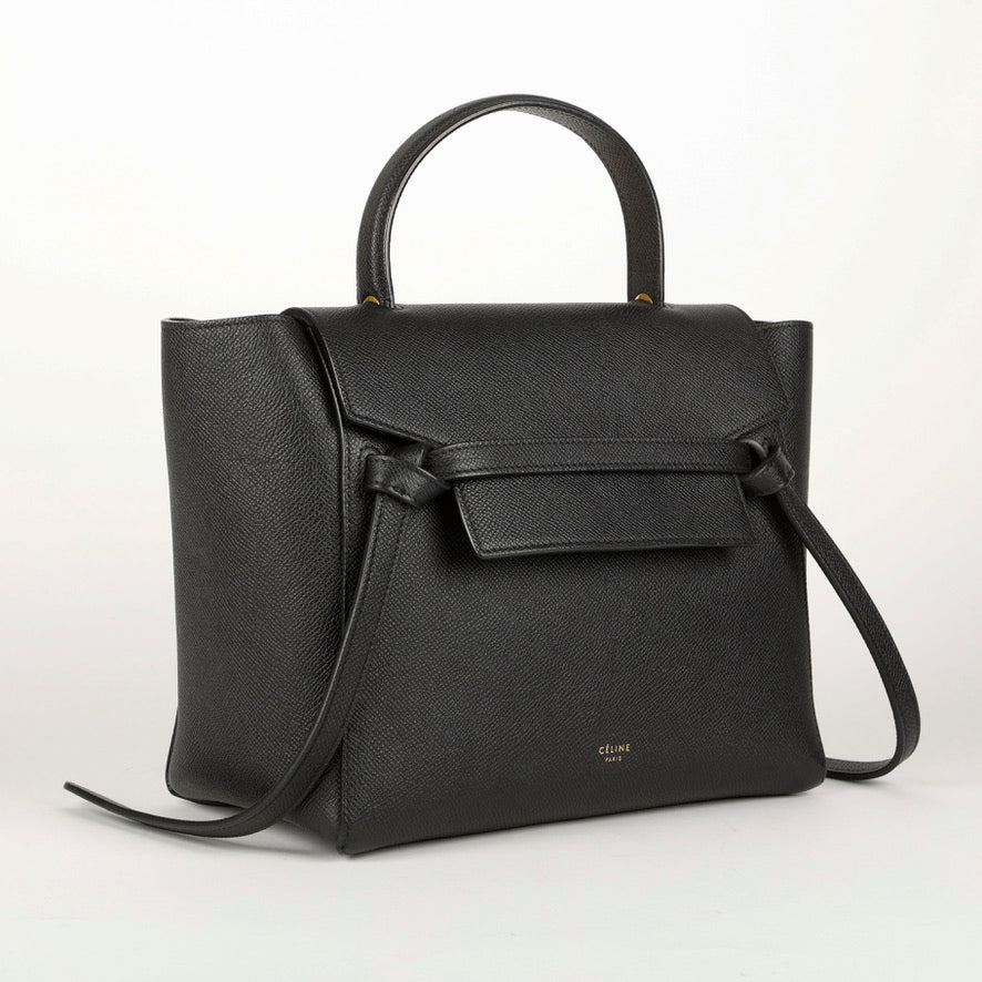 Micro Belt Bag, Black Grained Calfskin