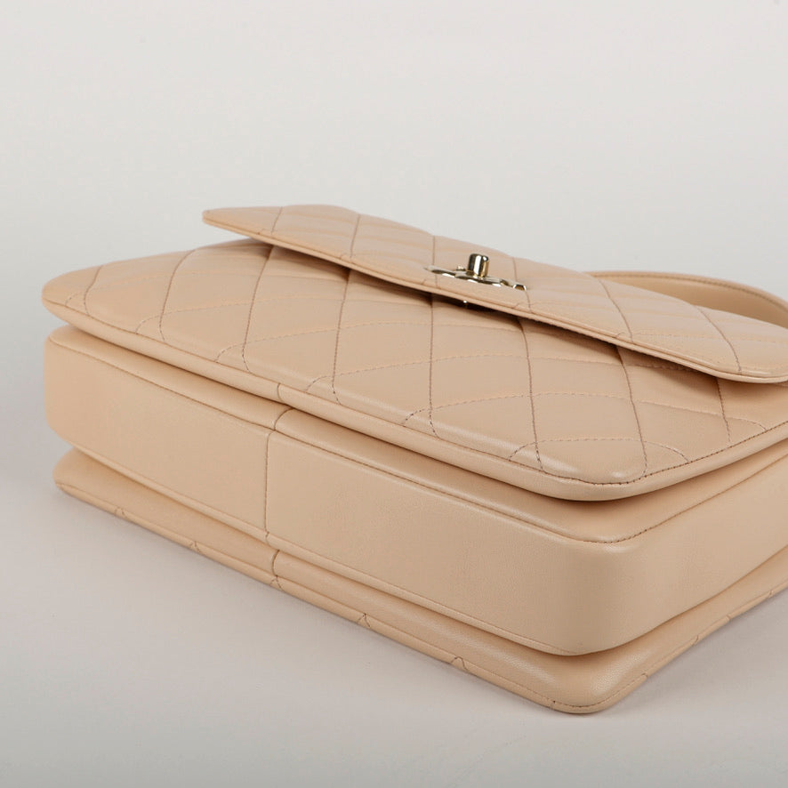 Lambskin Medium Trendy Beige Gold Hardware