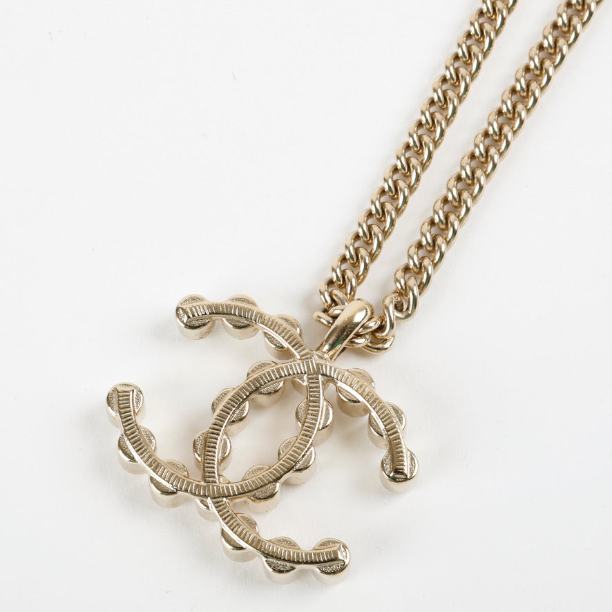 Large Crystal CC Logo Pendant Necklace 11927