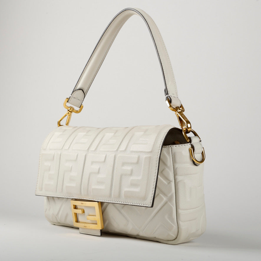Medium Baguette White Nappa Lambskin