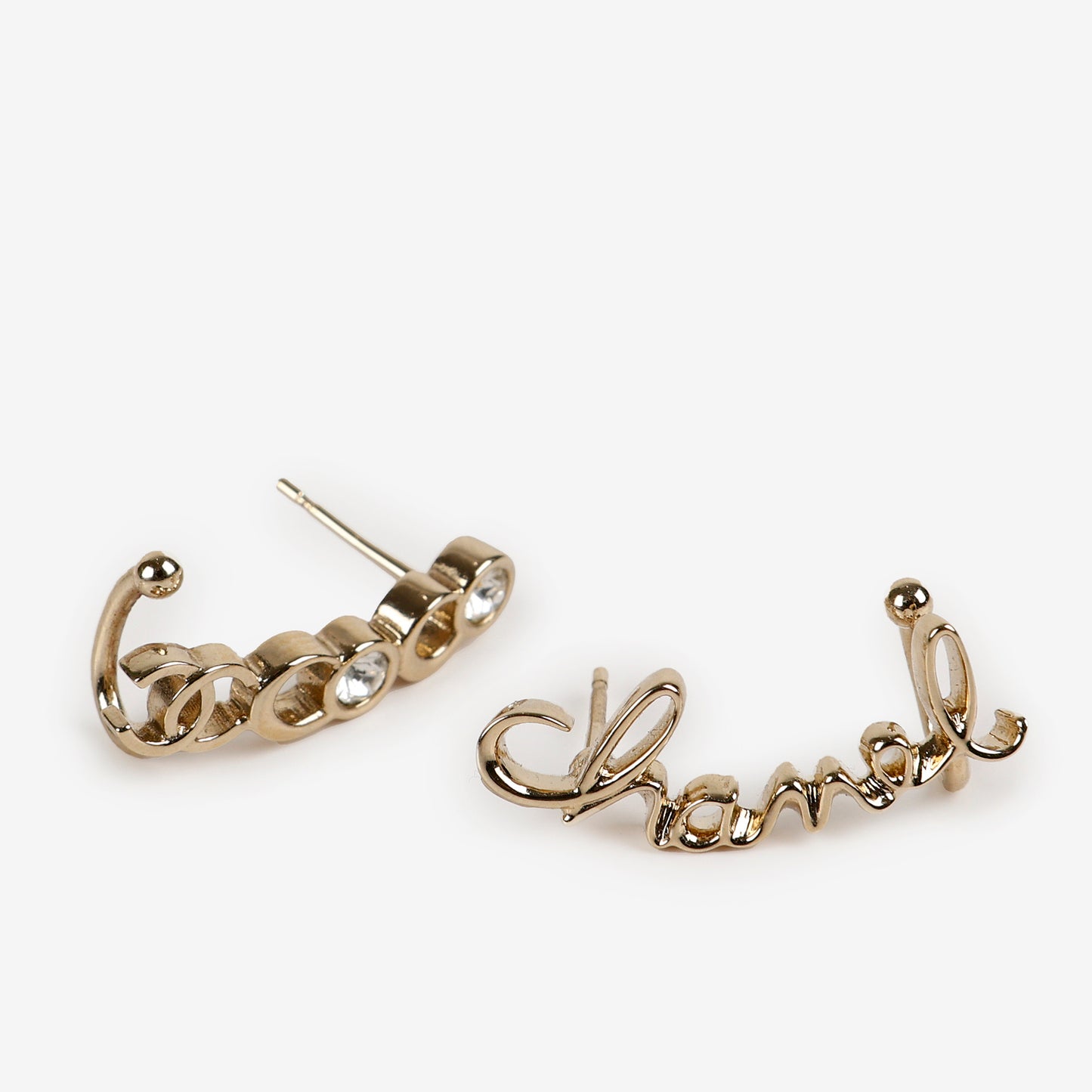 Coco Script Climber Earrings Gold Crystals