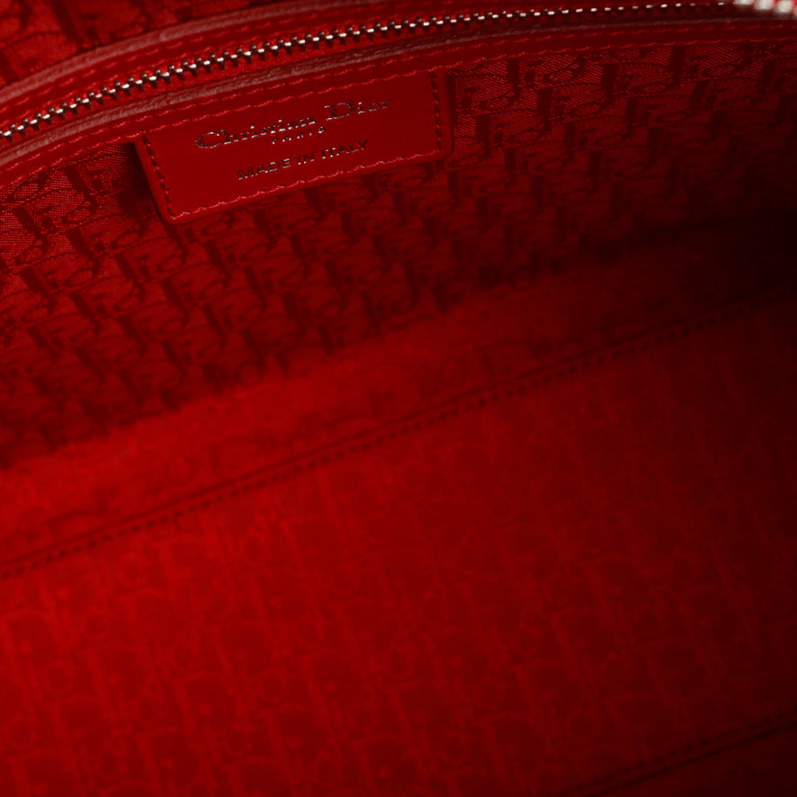 Large Lady Dior Red Lambskin