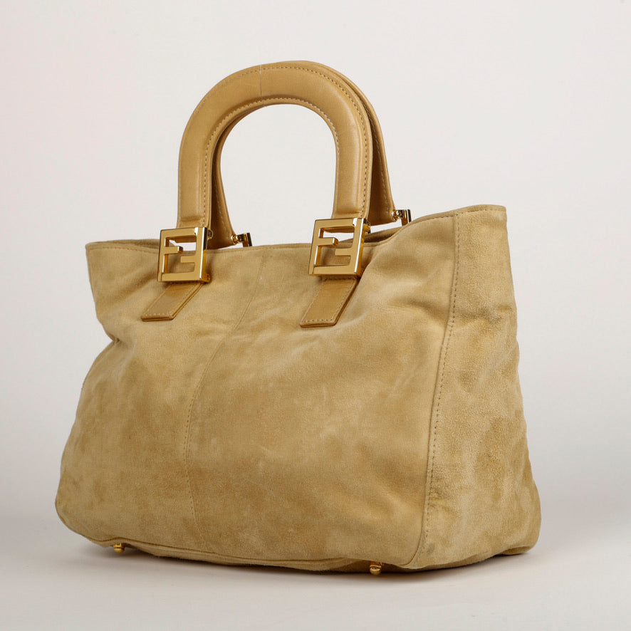 Baguette Top Handle Tote, Suede