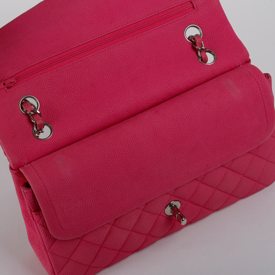 Medium Double Flap, Pink Caviar