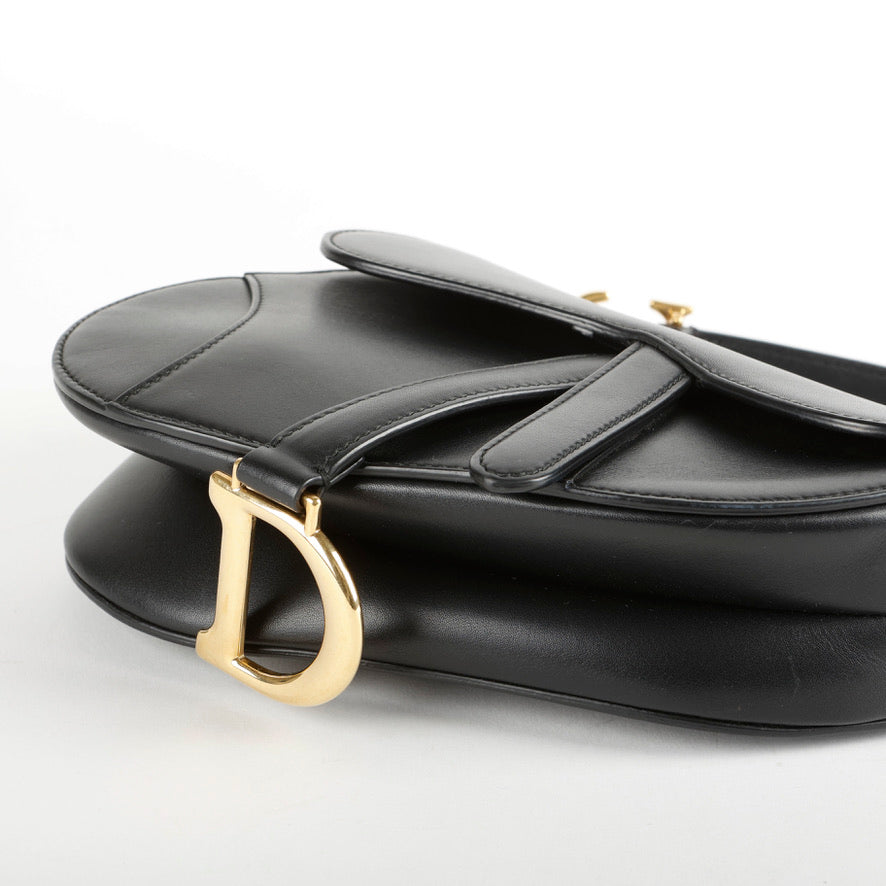Mini Saddle Bag, Black Calfskin 10623