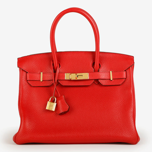 Birkin 30, Rouge Casaque Clemence Gold Hardware