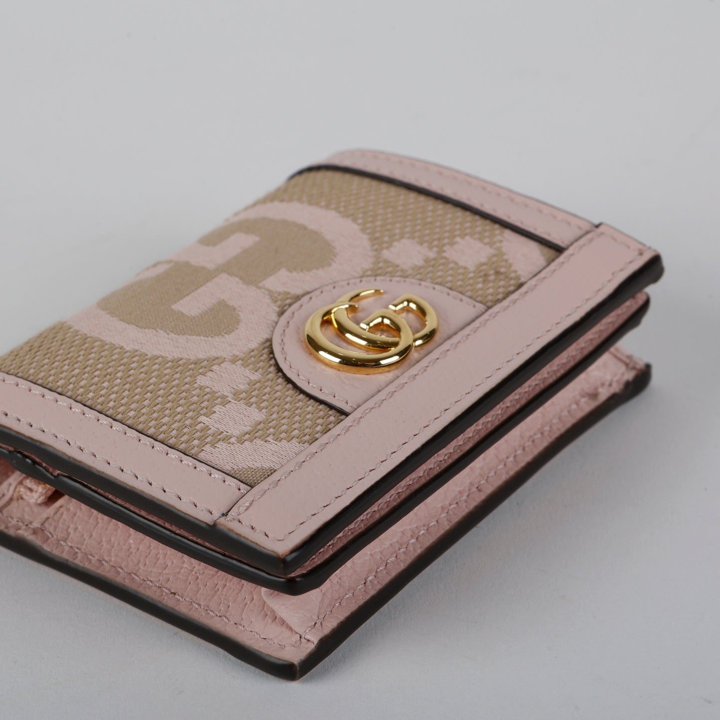 Jumbo GG Ophidia Card Case, Pink Canvas