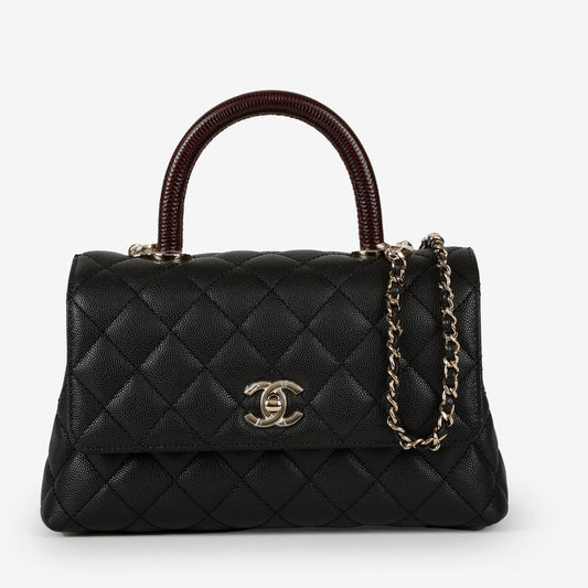 Coco Handle Small Black Caviar Lizard Embossed Handle