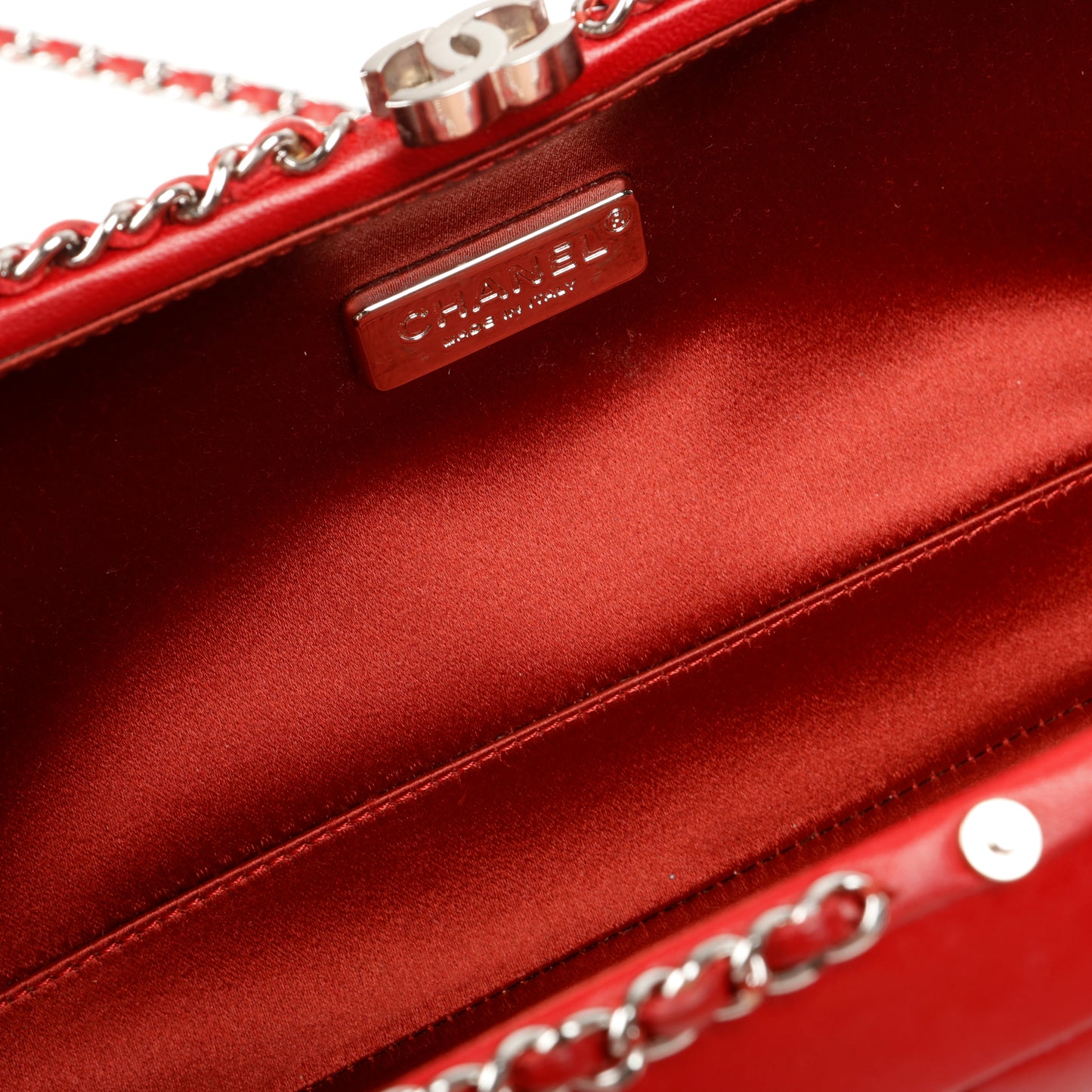 Chain Around Clutch Red Lambskin