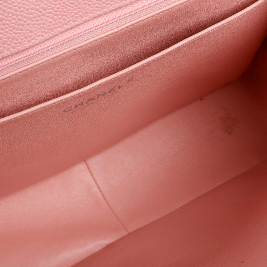 Maxi Single Flap, Pink Caviar Silver Hardware