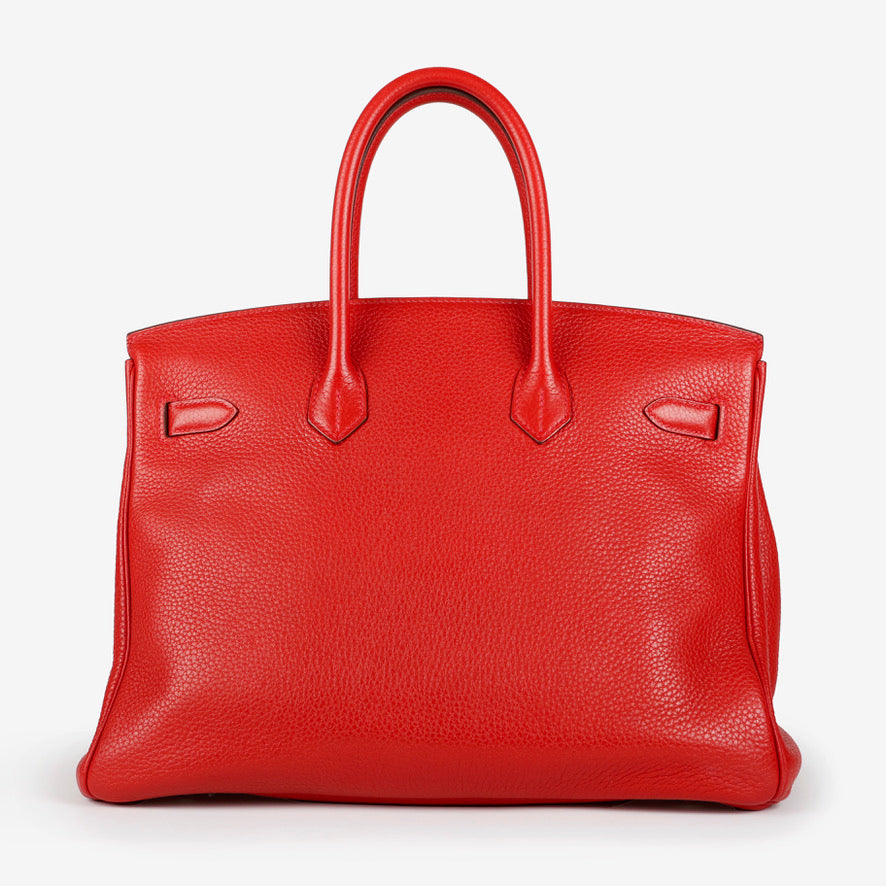 Birkin 35, Rouge Casque Clemence Palladium Hardware