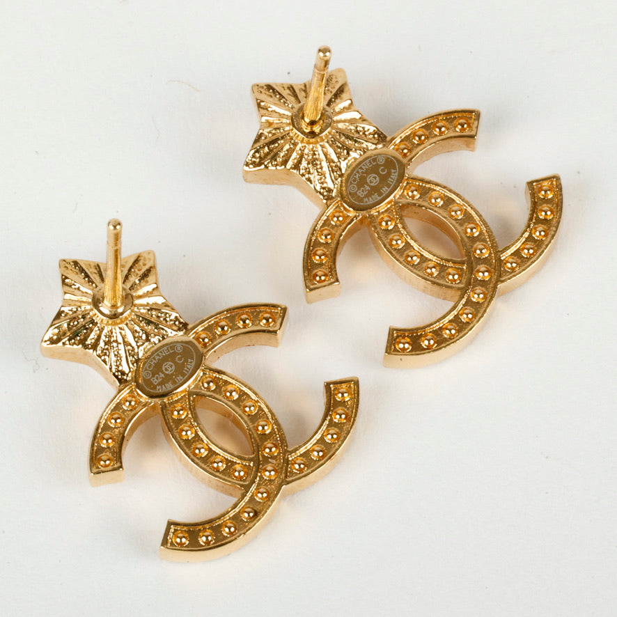 Crystal Pearl CC Star Earrings 11925