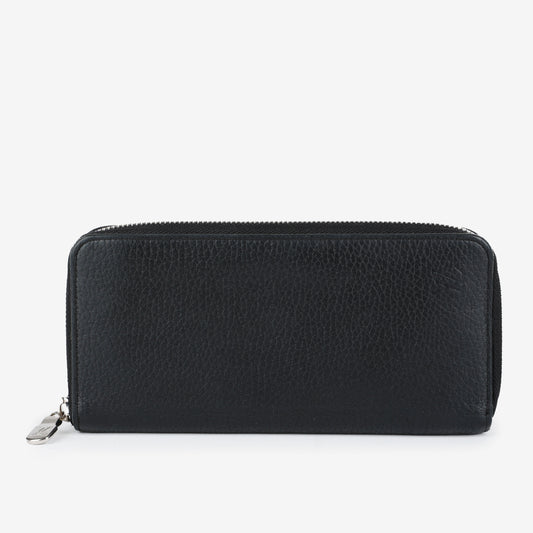 Long Zippy Wallet, Black Leather