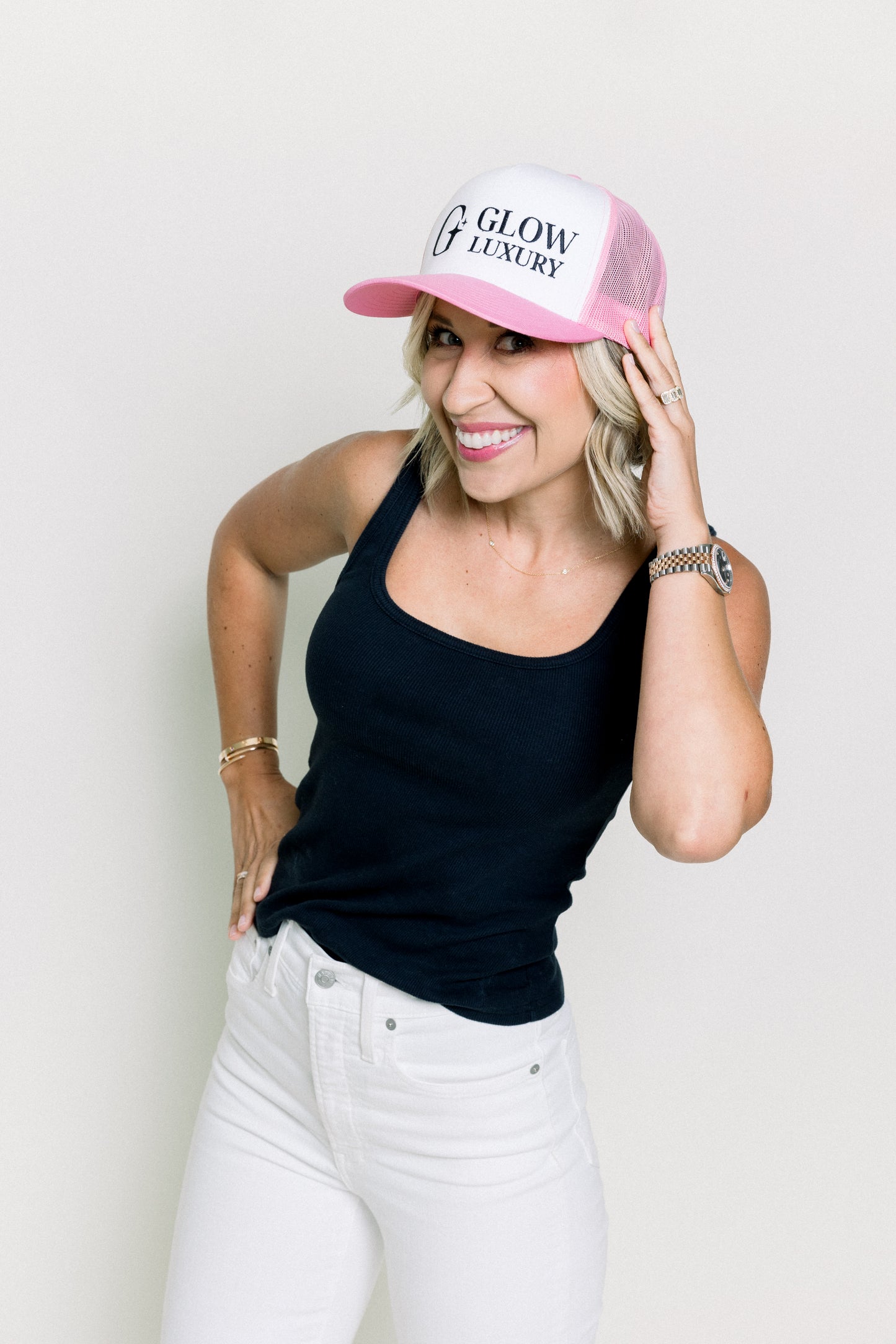 Pink and White Trucker Hat