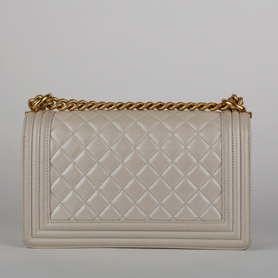 Old Medium Boy Bag, Iridescent Cream 11546