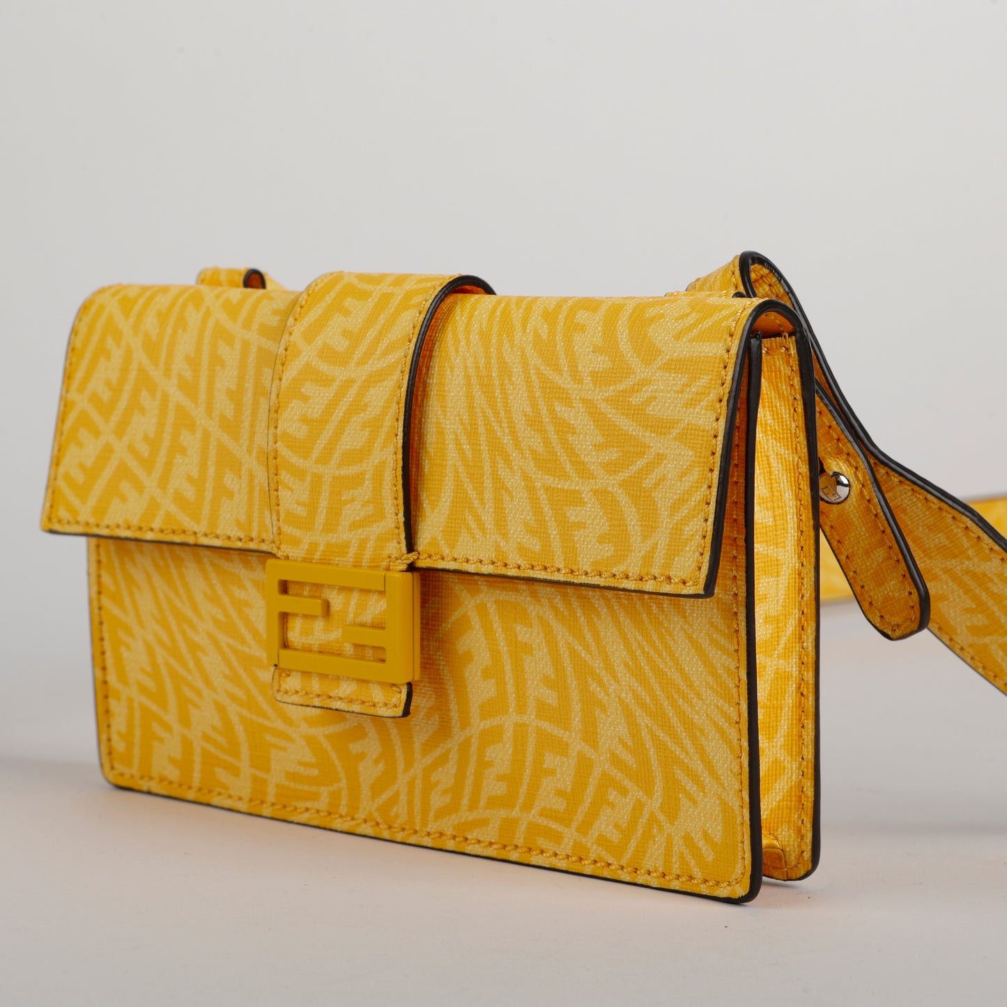 Baguette Belt Pouch Motif, Yellow Coated Canvas