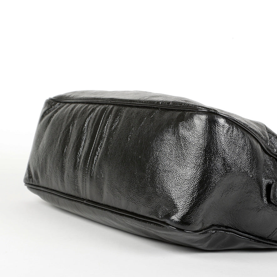 Soho Chain Zip Shoulder Bag, Black Patent Leather 10494