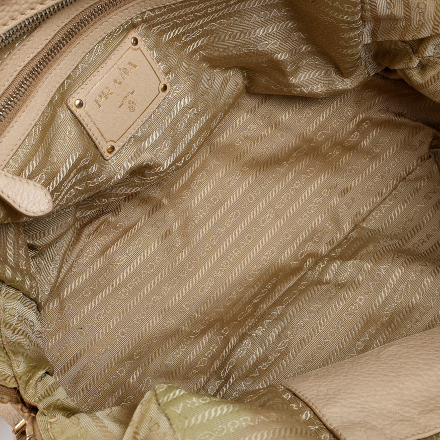 Medium Boston Bag, Light Beige Calfskin
