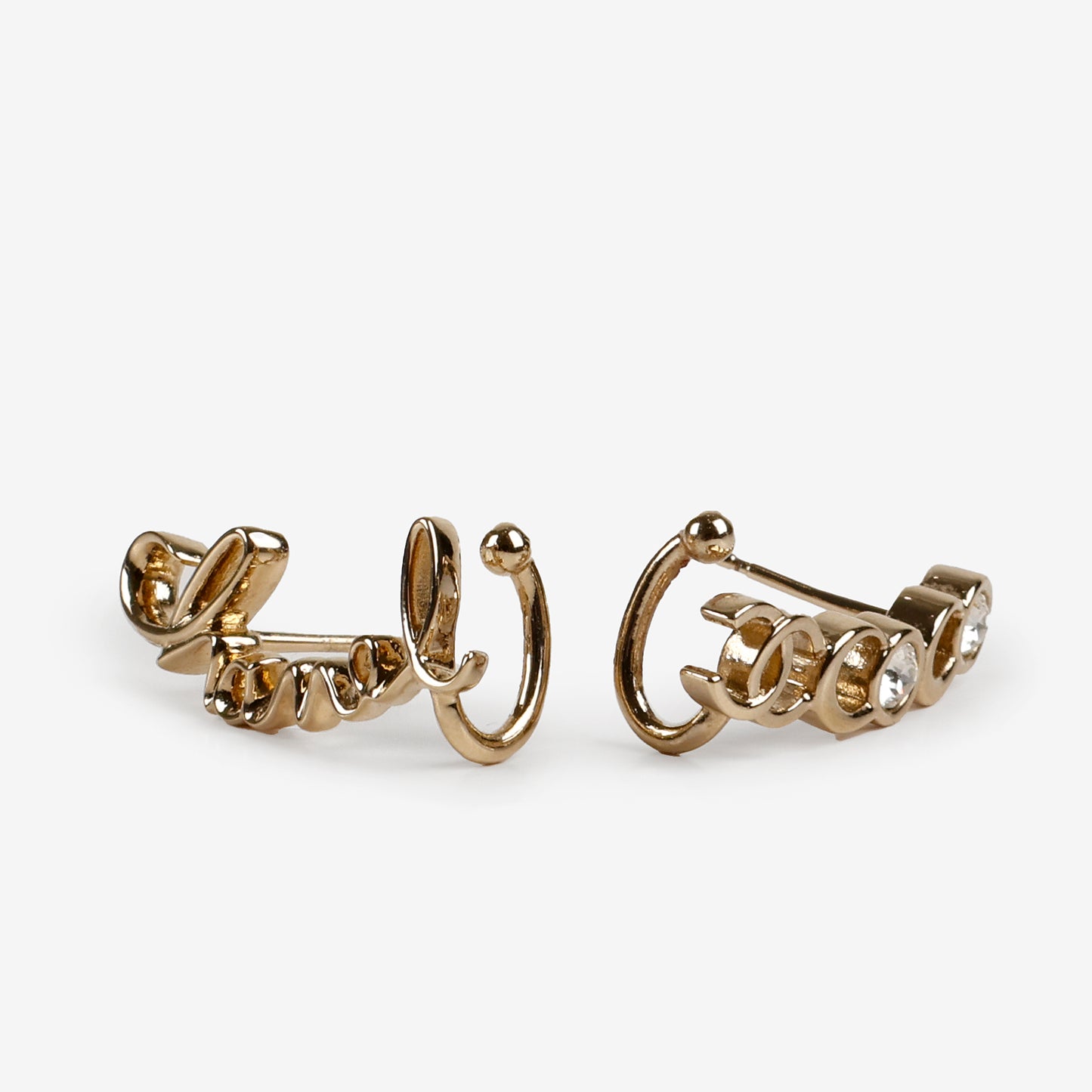 Coco Script Climber Earrings Gold Crystals