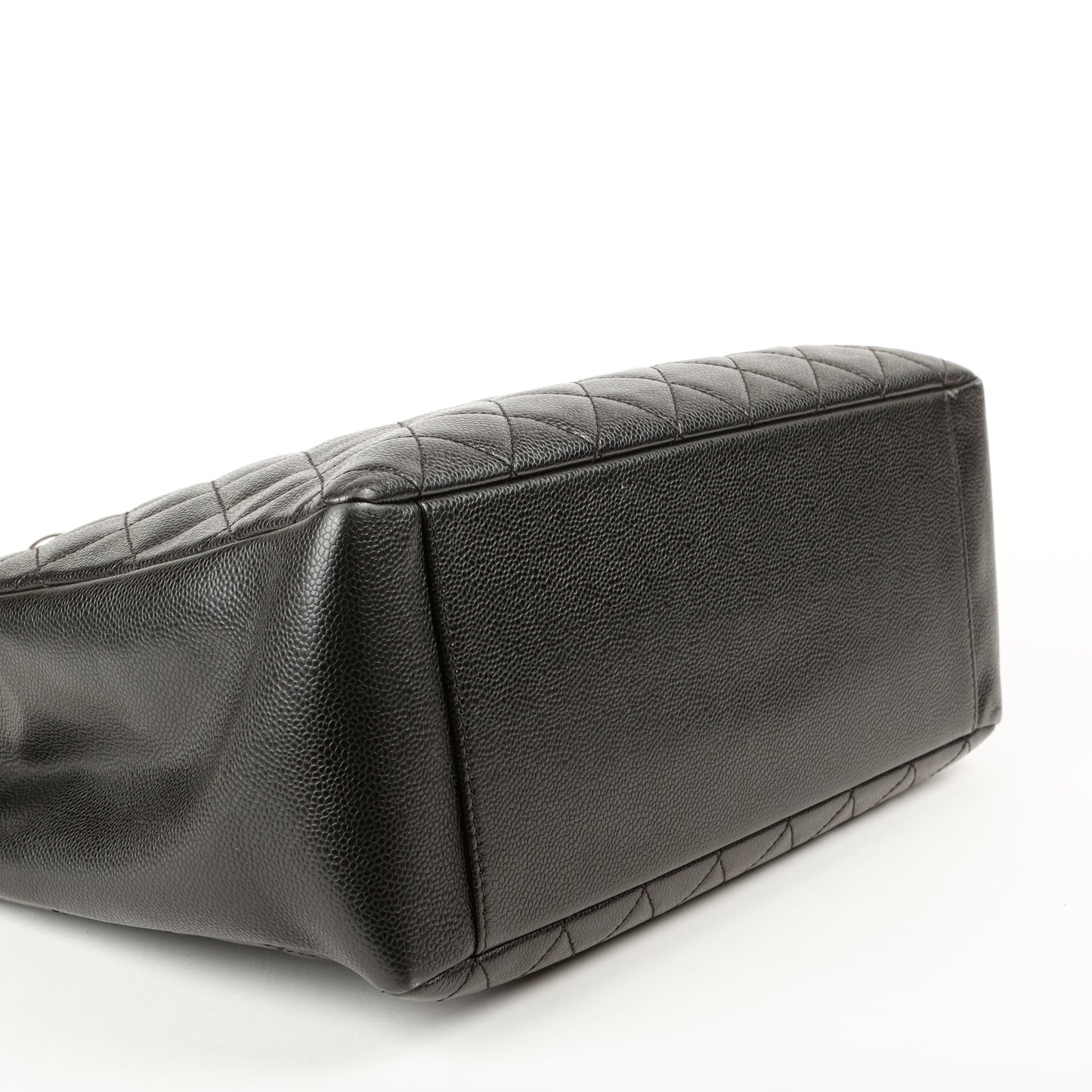Grand Shopping Tote, Black Caviar Silver Hardware