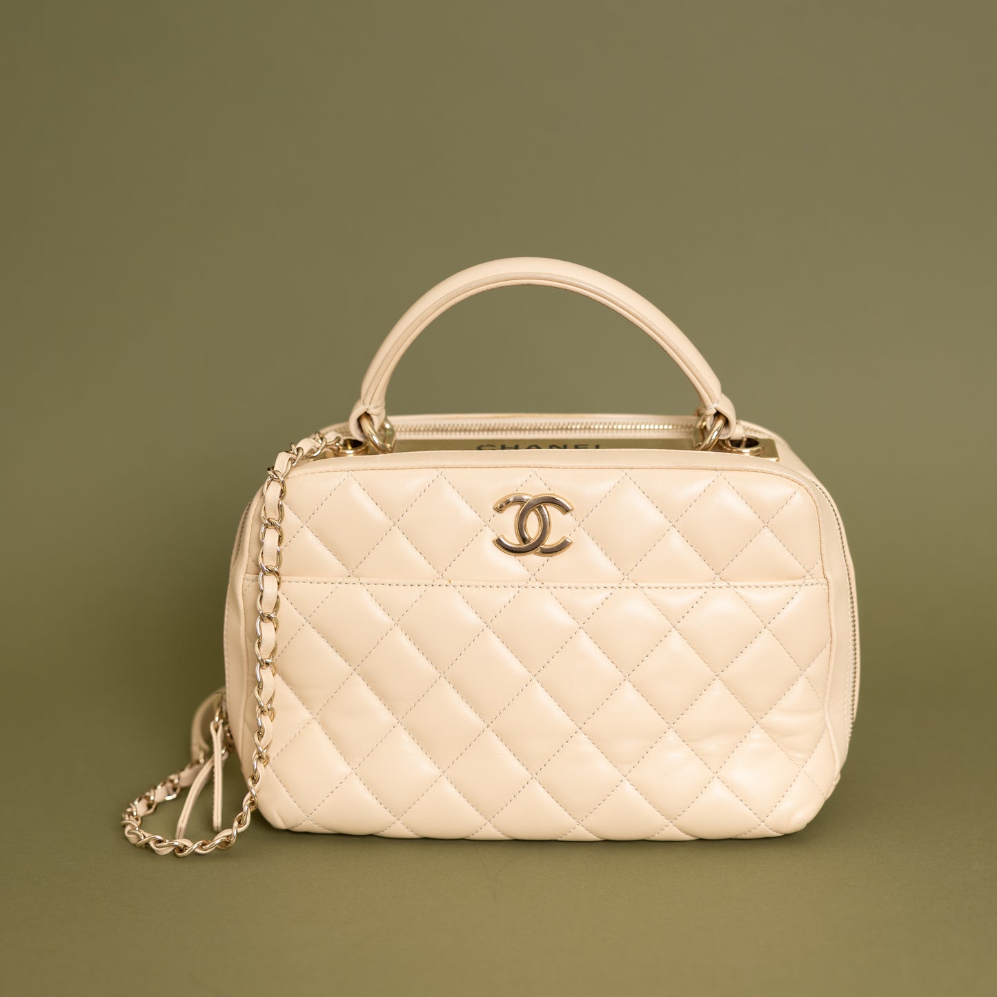 Medium Trendy CC Bowling Bag, Beige 9863