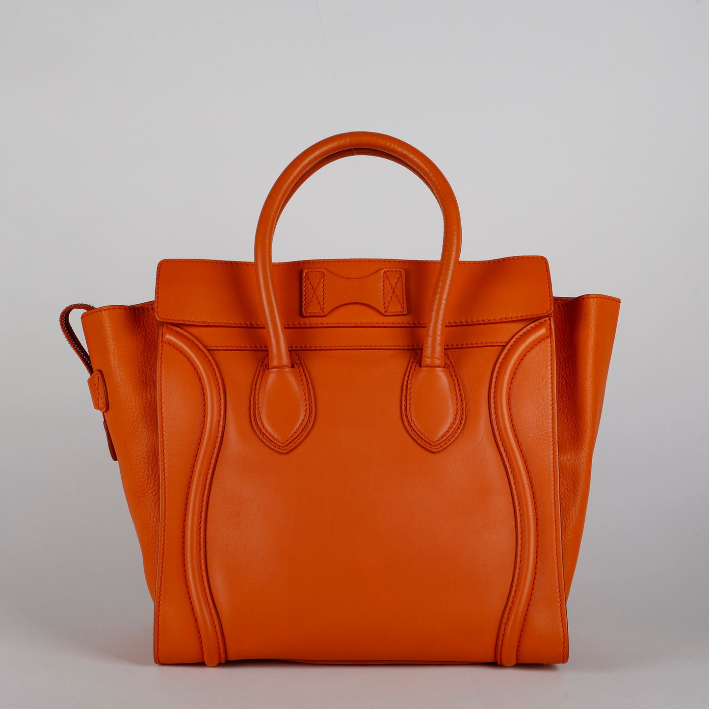Mini Luggage Tote, Orange Calfskin