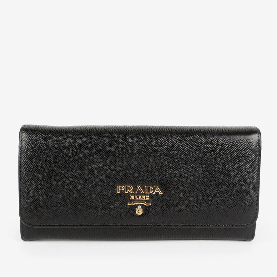 Saffiano Continental Wallet, Black