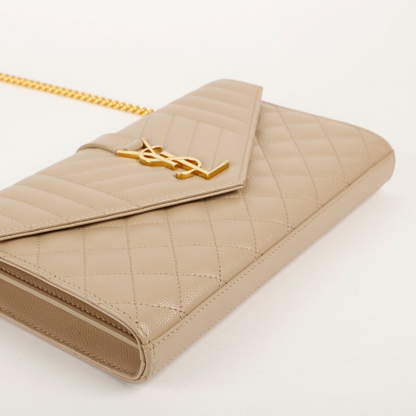 Envelope Wallet On Chain, Beige Grain de Poudre 10766