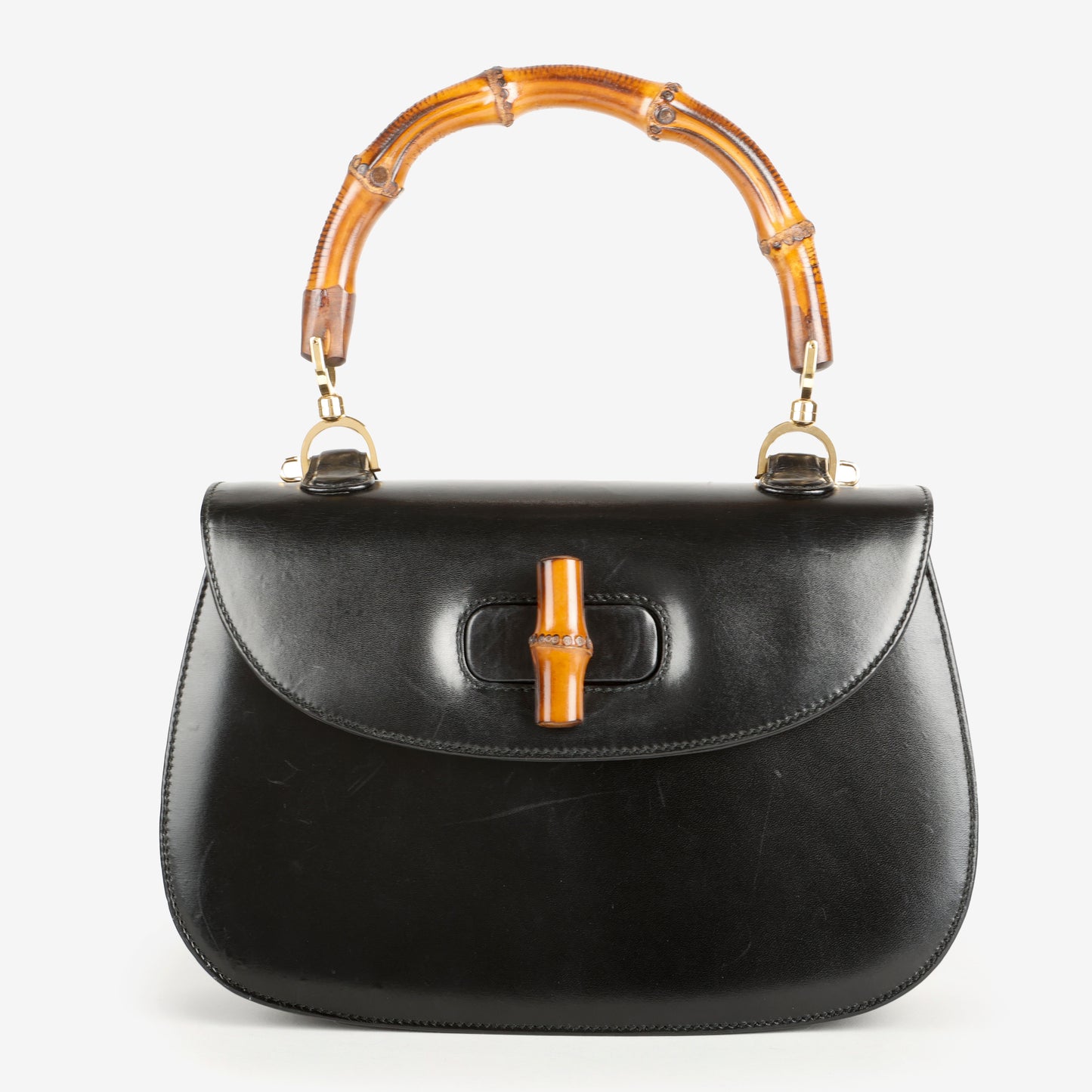 Bamboo Top Handle Bag Black 3020