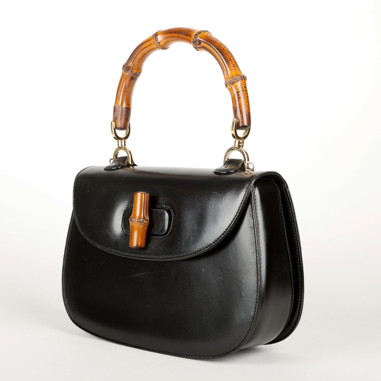 Bamboo Top Handle Bag Black 3020