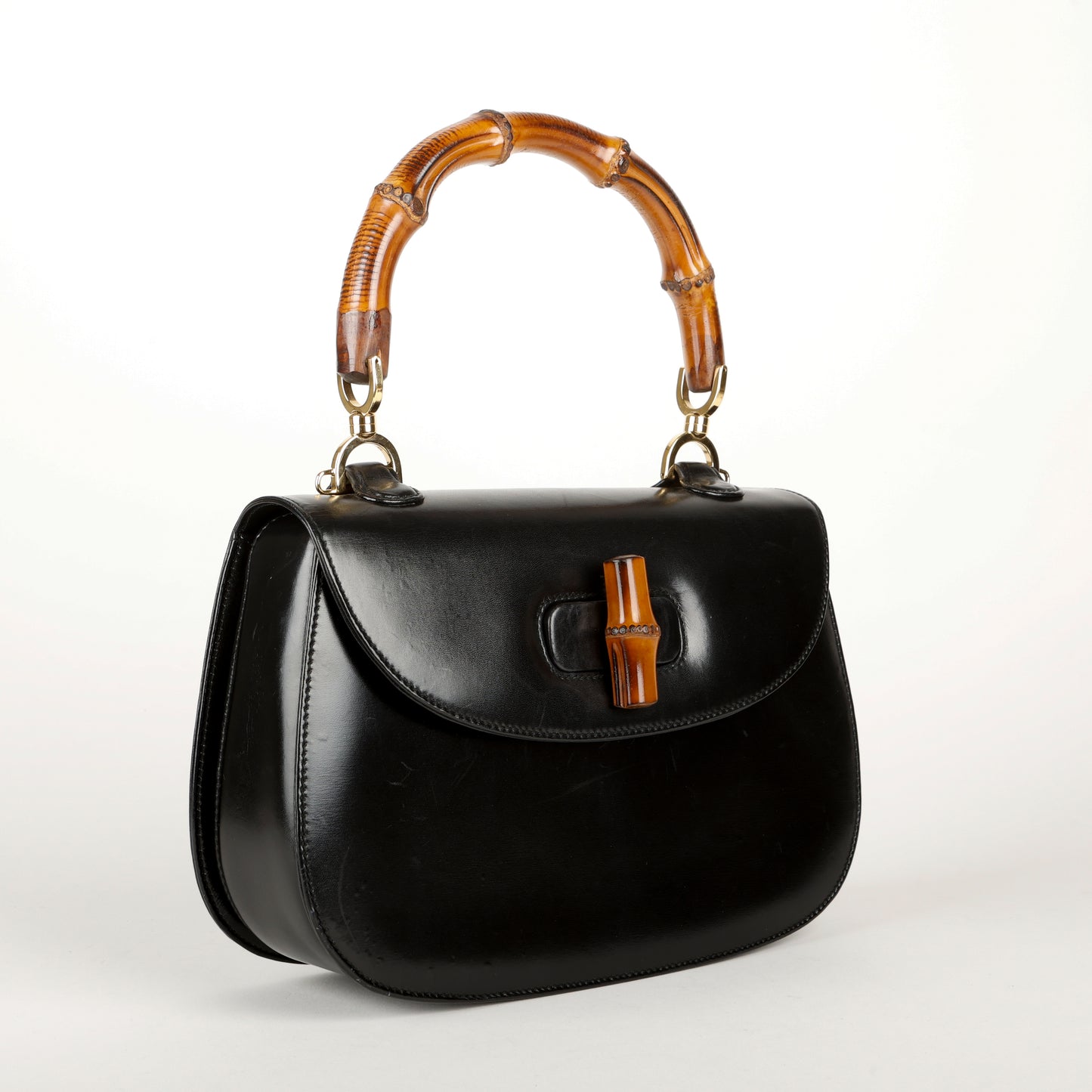 Bamboo Top Handle Bag Black 3020