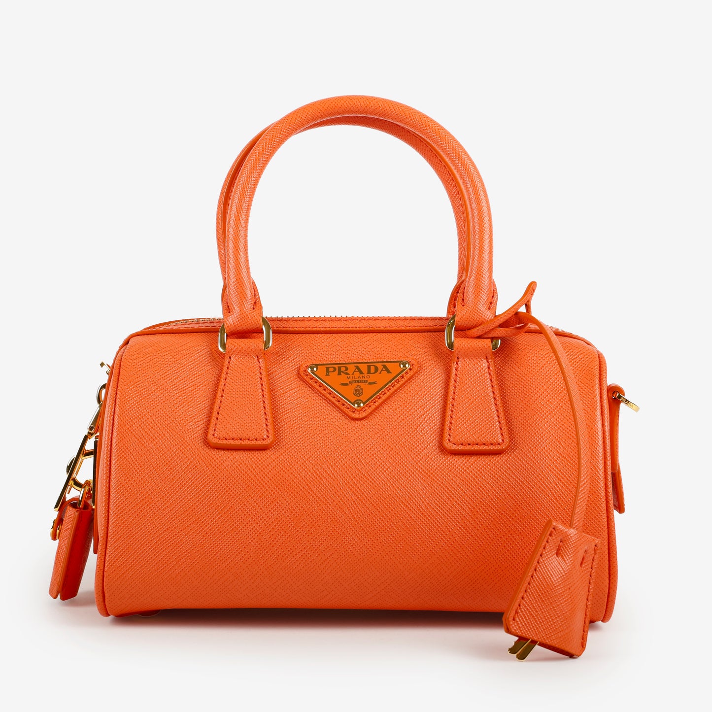 Orange Saffiano Bowler 3019