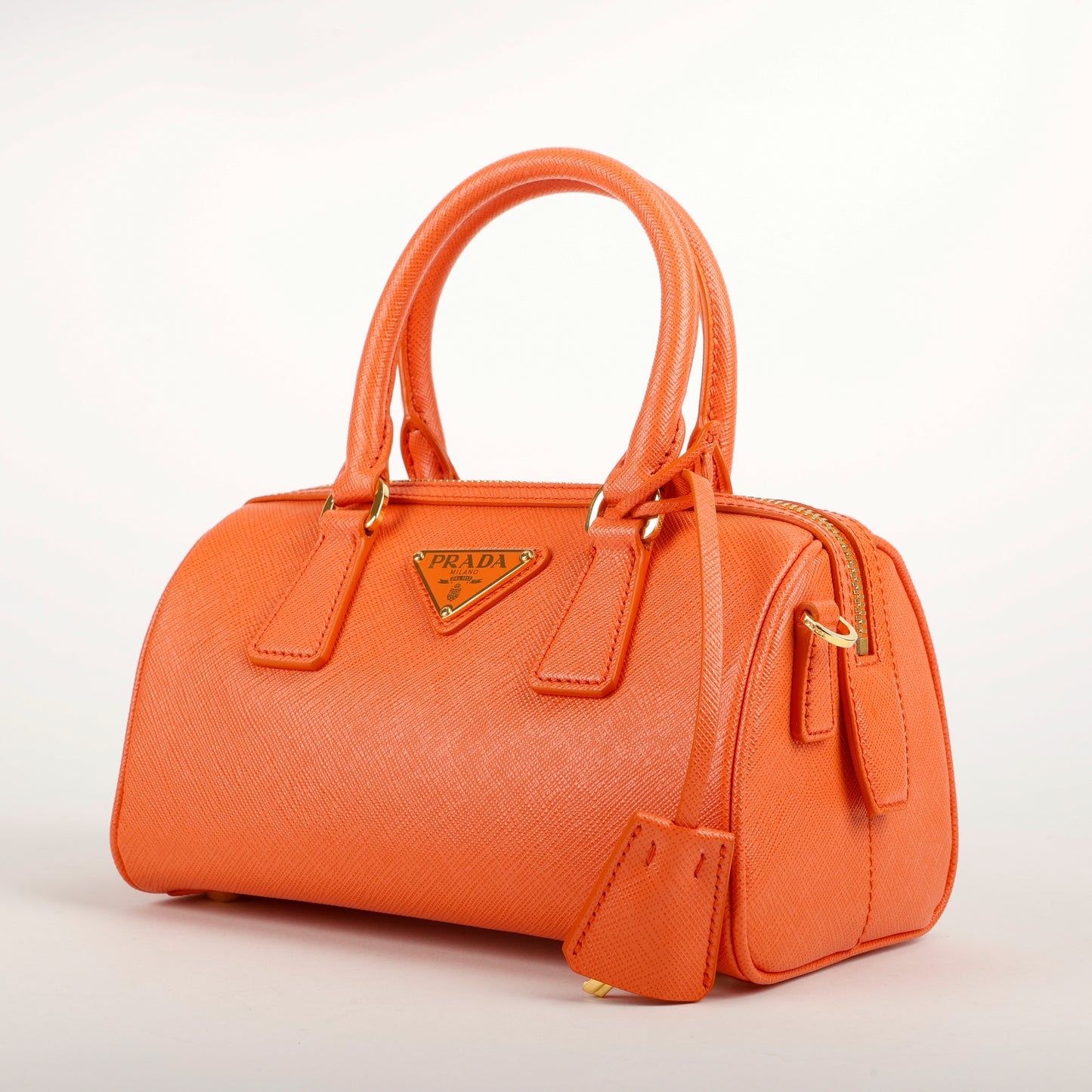 Orange Saffiano Bowler 3019