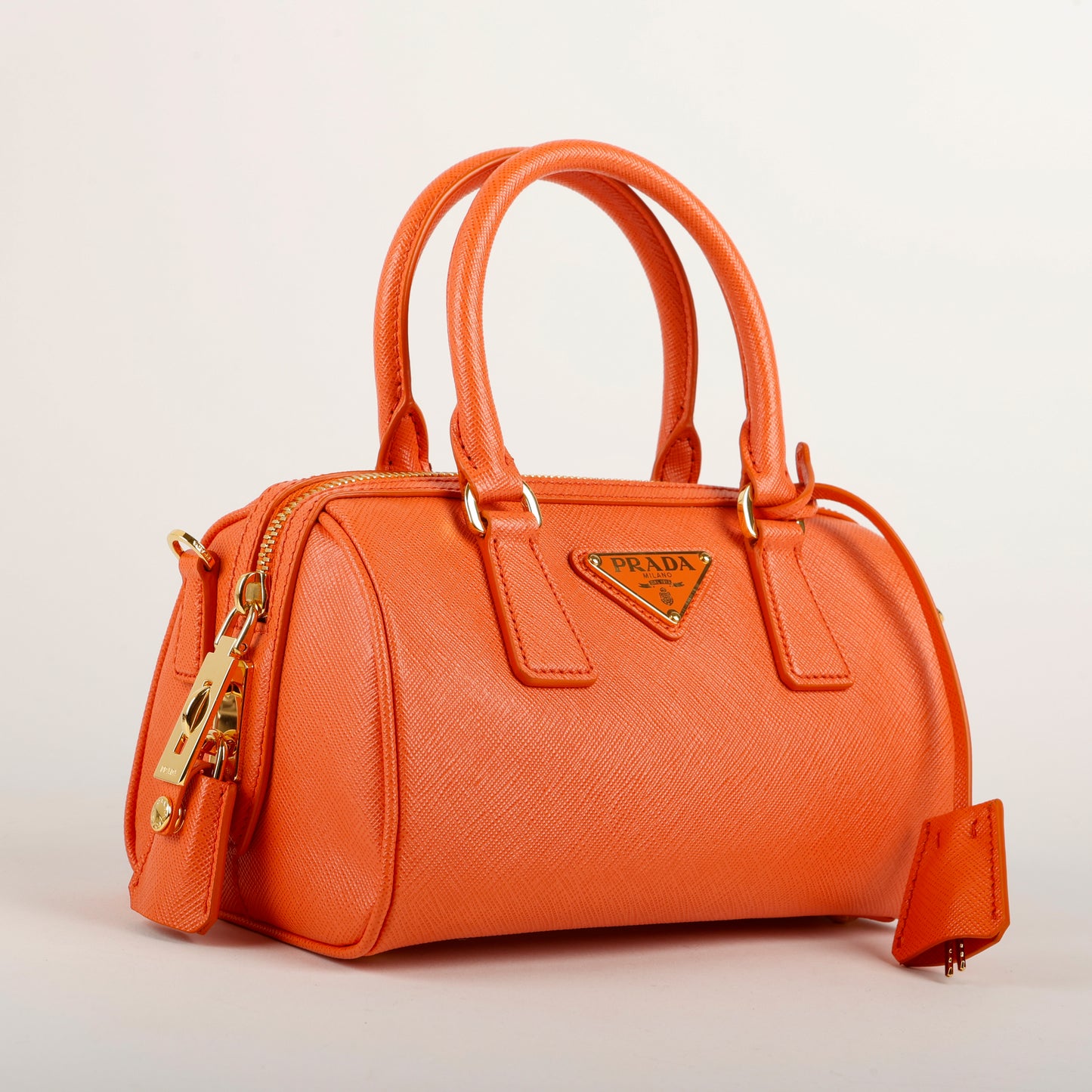 Orange Saffiano Bowler 3019