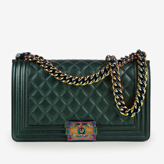 Medium Boy Bag, Iridescent Emerald Green