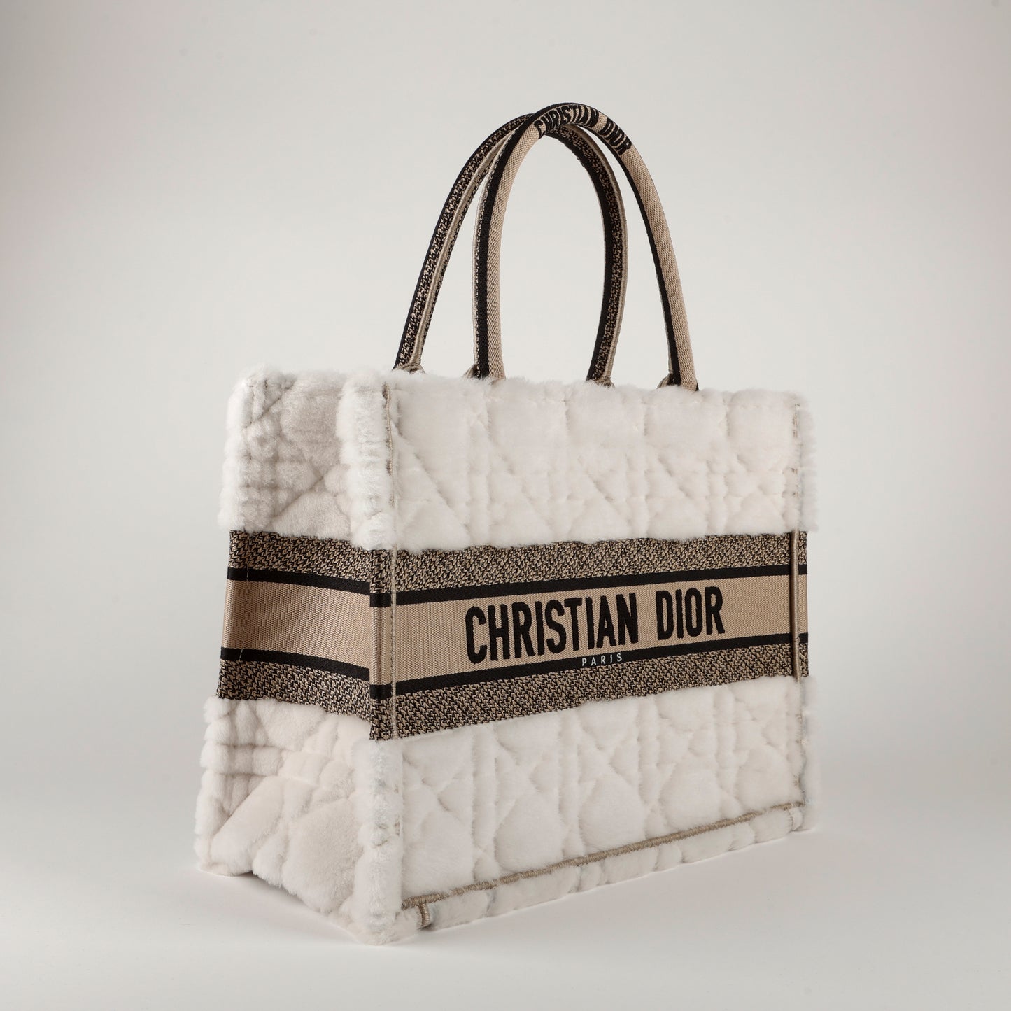 Ecru Cream Shearling Medium Book Tote