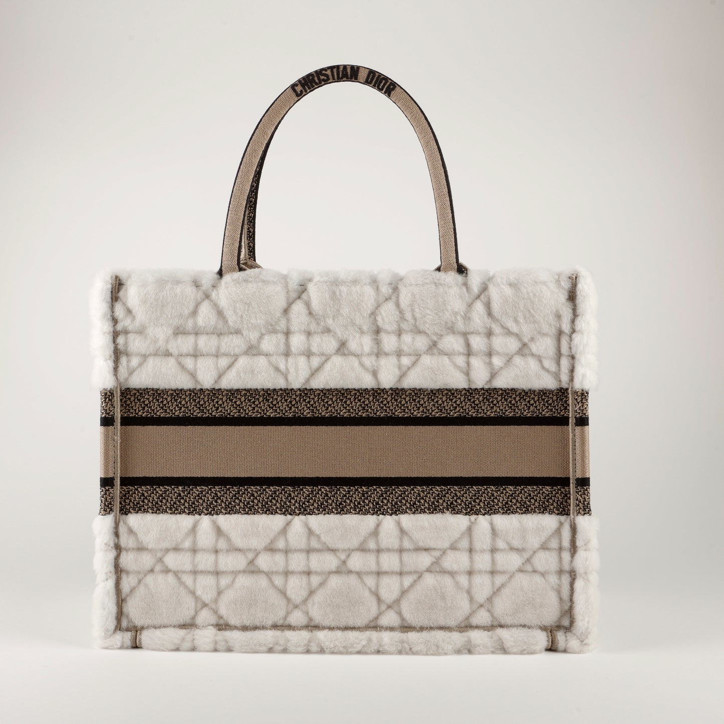 Ecru Cream Shearling Medium Book Tote