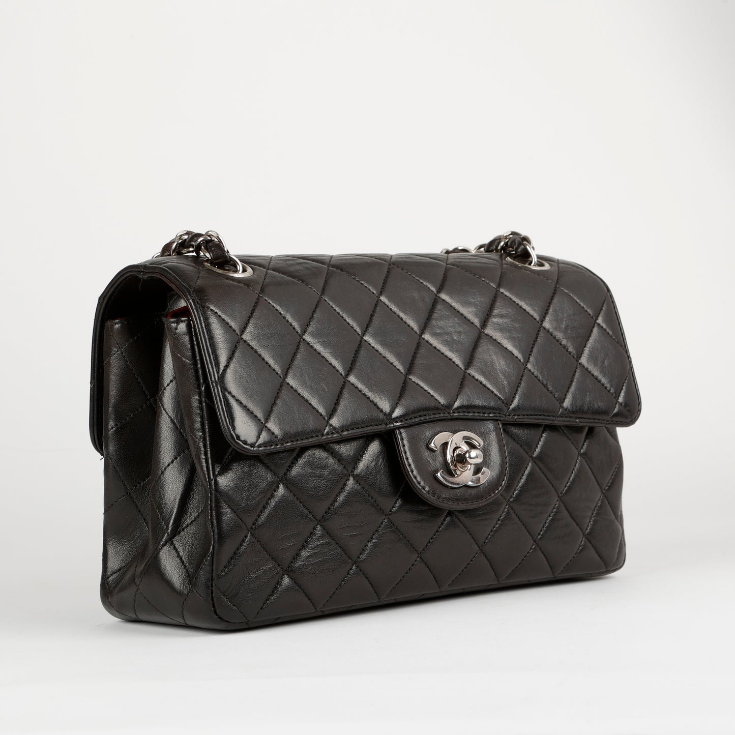 Double Sided Single Flap, Black Lambskin SHW 1106