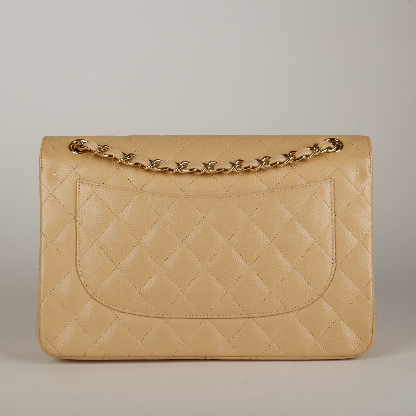 Caviar Jumbo Double Flap, Beige Claire GHW