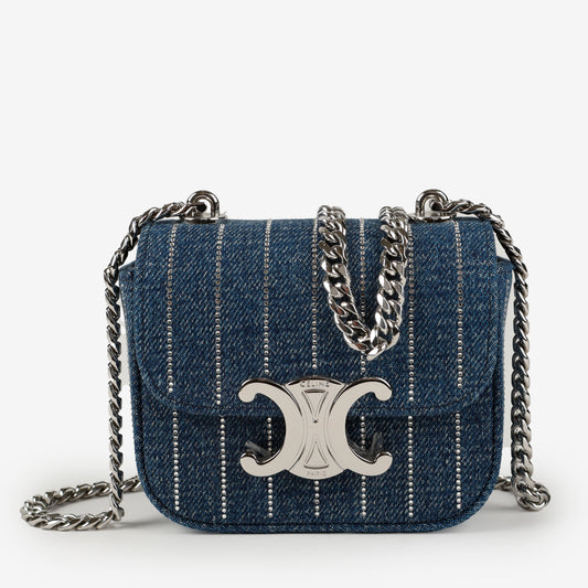 Claude Mini Chain in Striped Denim Crystal