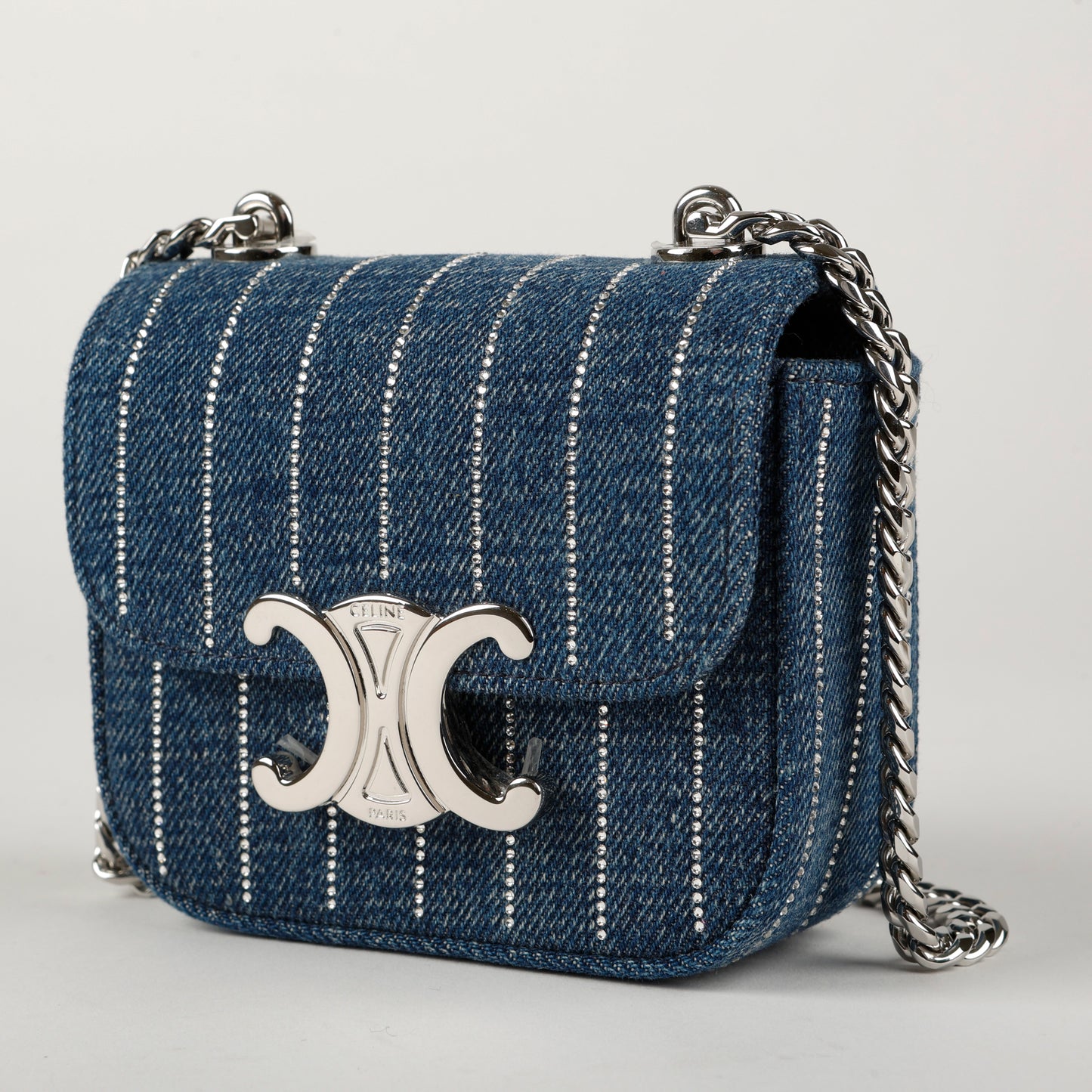 Claude Mini Chain in Striped Denim Crystal