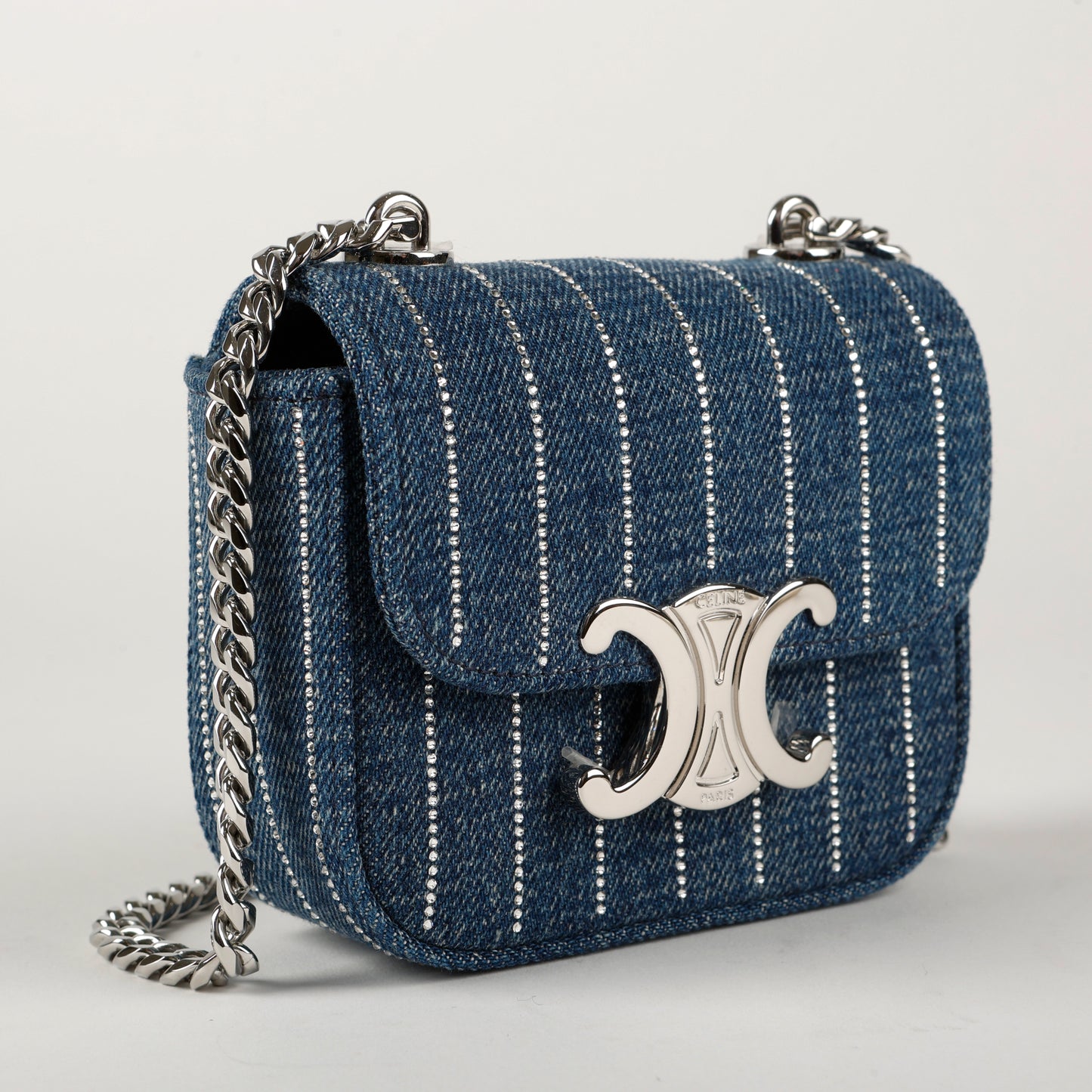 Claude Mini Chain in Striped Denim Crystal