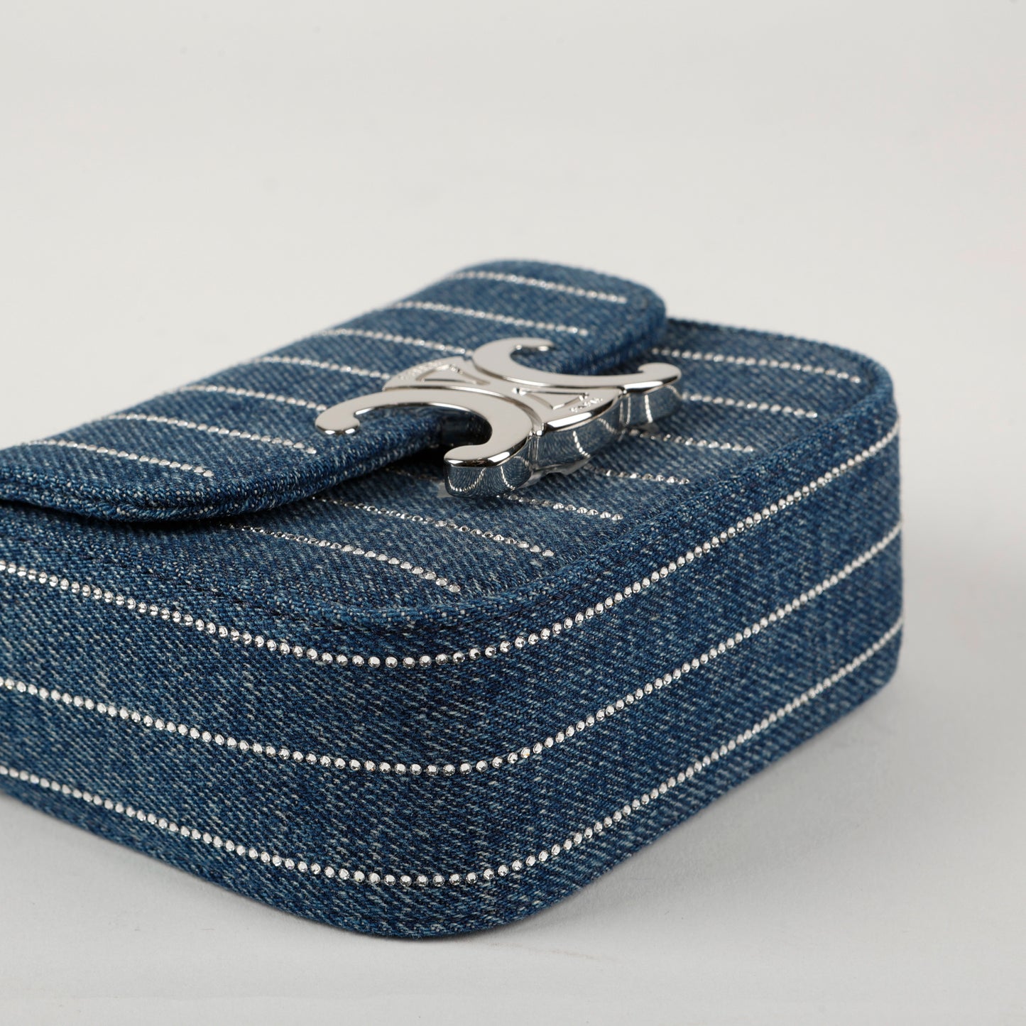 Claude Mini Chain in Striped Denim Crystal