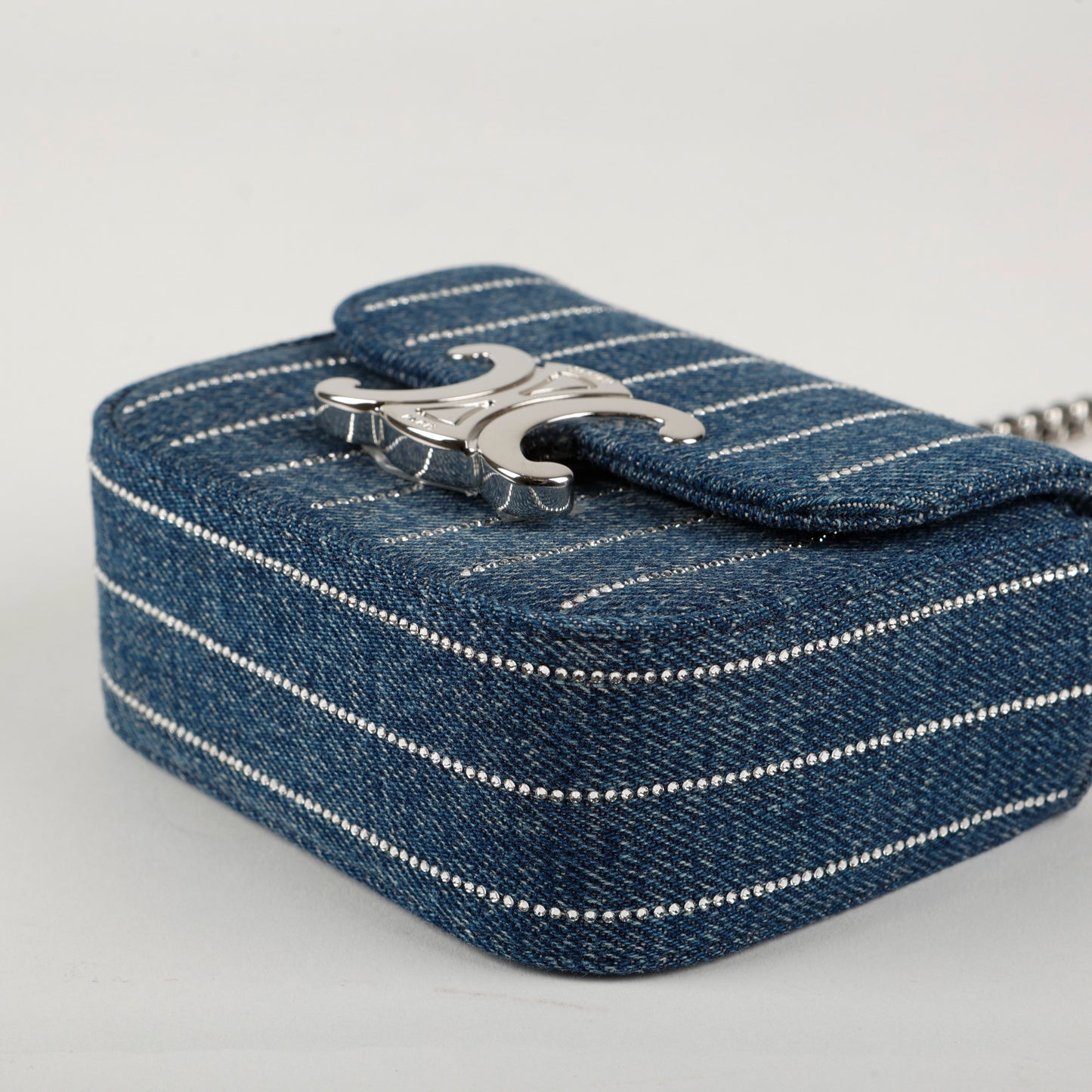 Claude Mini Chain in Striped Denim Crystal