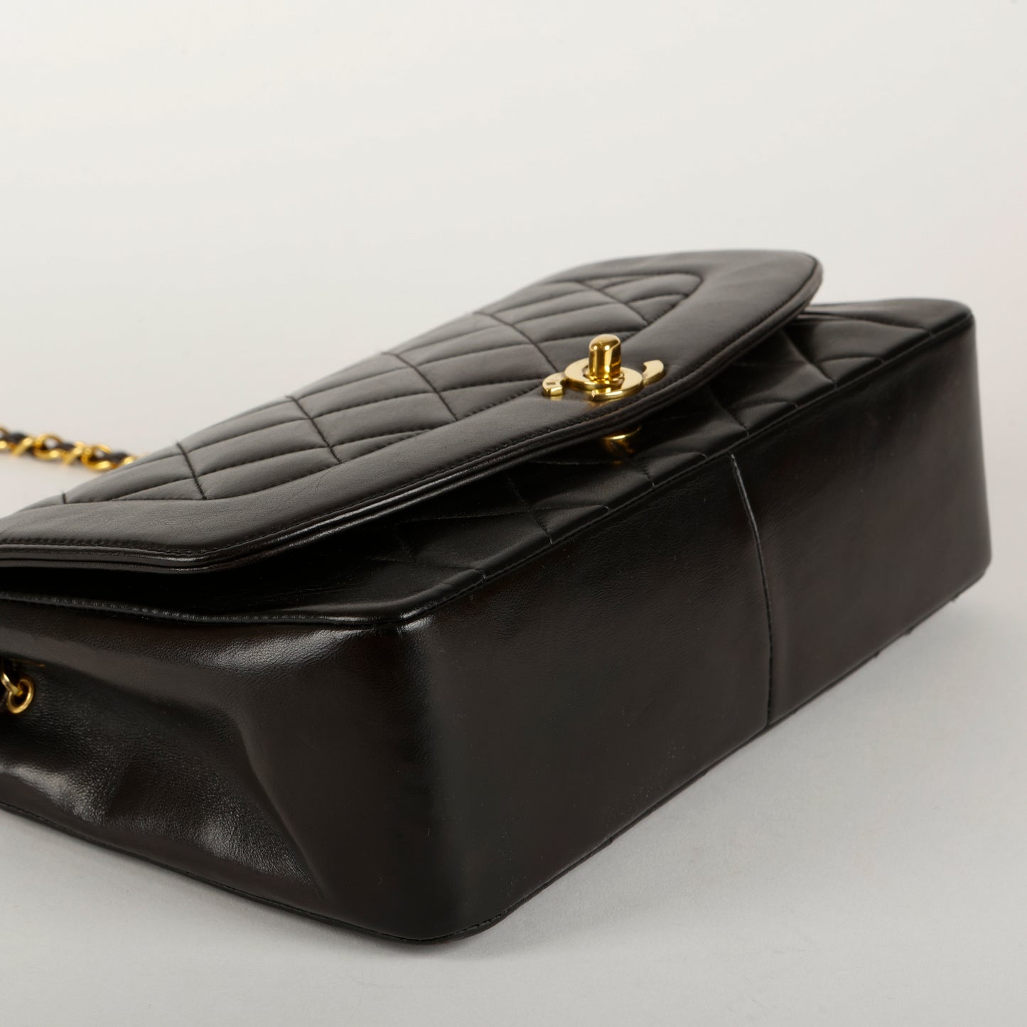 Lambskin Medium Diana, Black Gold Hardware