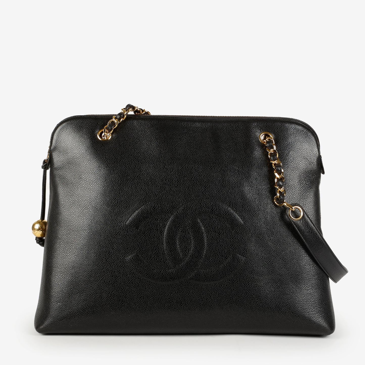 Large Vintage Timeless Zip Tote, Black Caviar