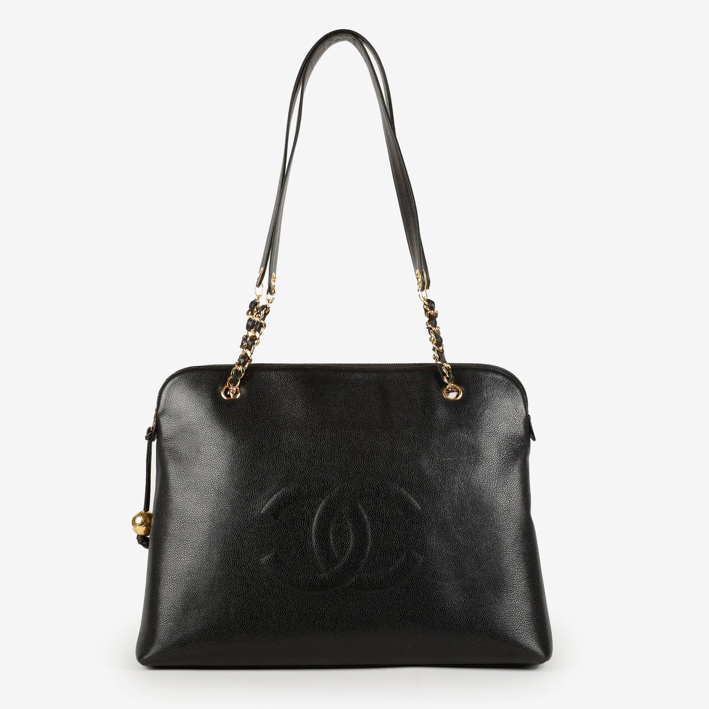 Large Vintage Timeless Zip Tote, Black Caviar