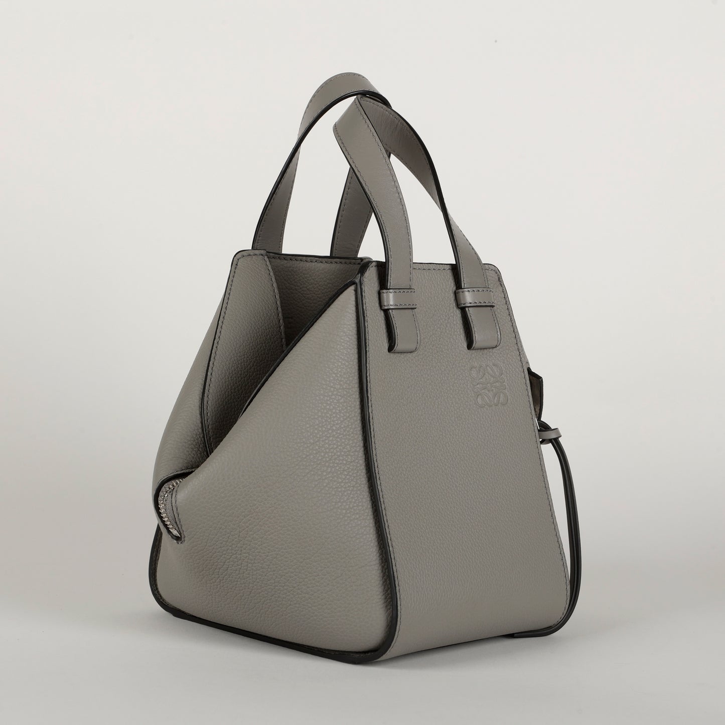 Compact Hammock Shoulder Bag, Pearl Grey Calfskin