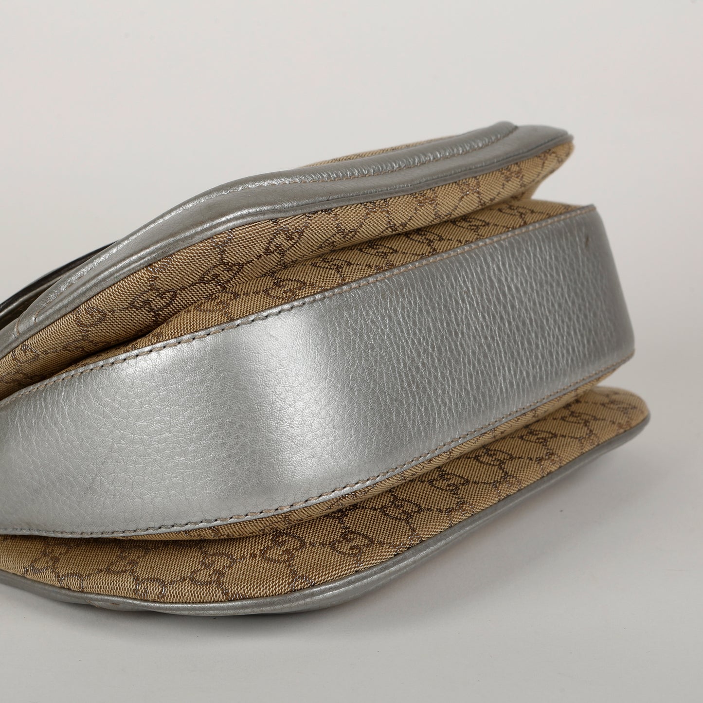 Medium New Bamboo Top Handle, Canvas Silver